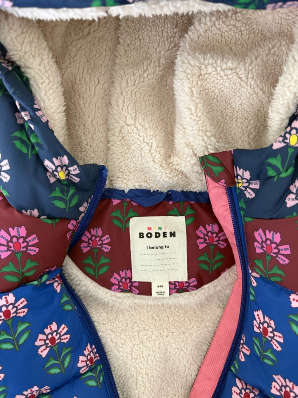 Mini Boden Kids Floral Puffer Jacket 4-5Y - Picture 7 of 9